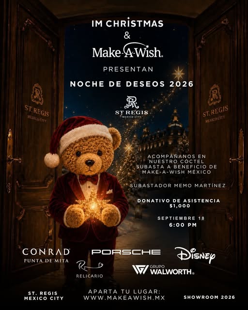 Cartel del evento Noche de Deseos con Make-A-Wish México